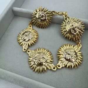 AUTH Versace Gold Sun Burst Bracelet
